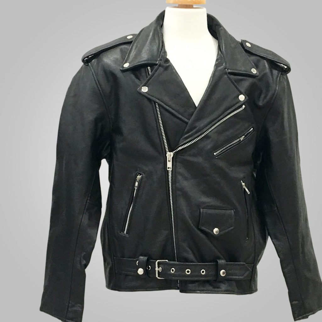 Black Leather Jacket - Black Biky Brando 001 - L'Aurore Leather Jacket
