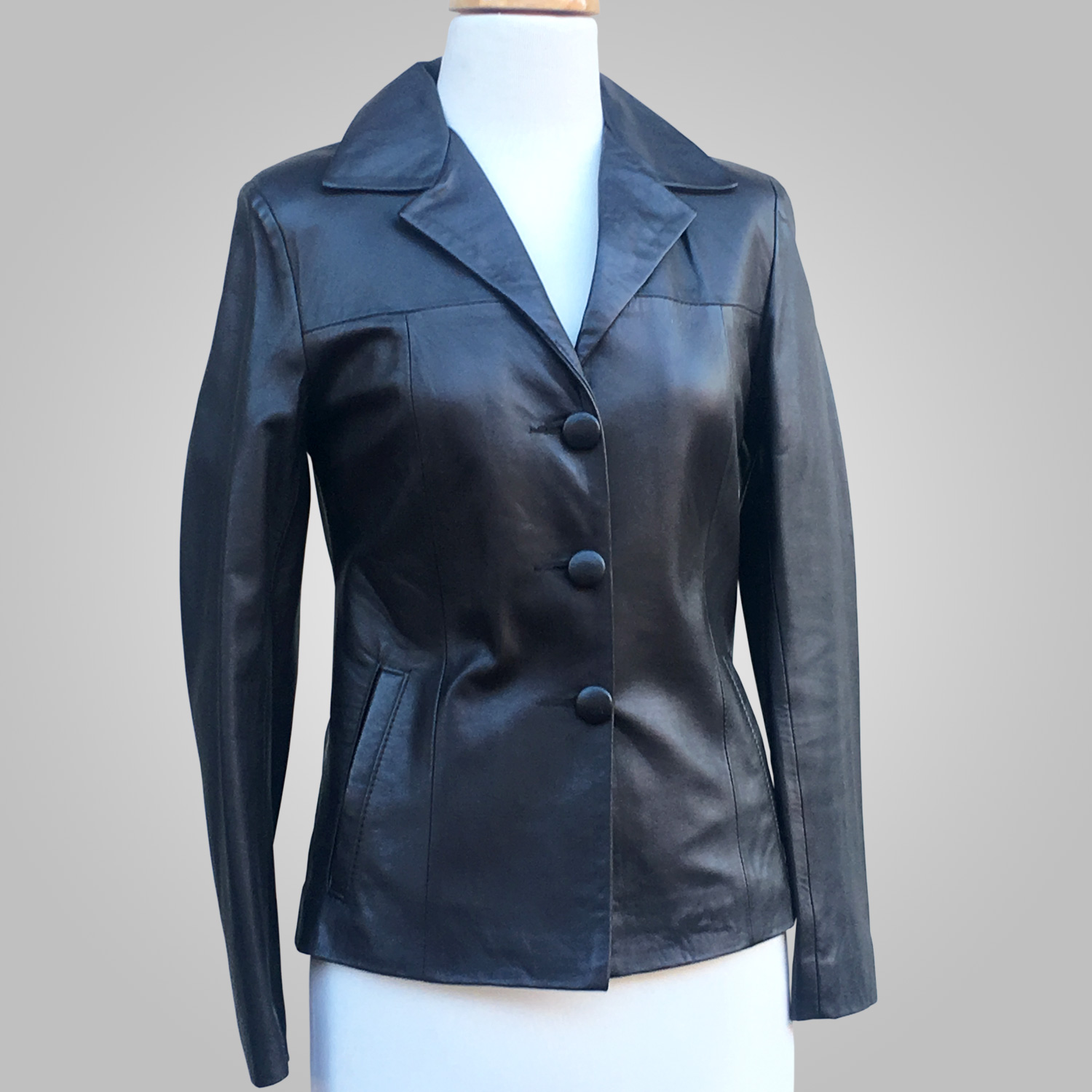 Dark blue Leather Jacket - Dark blue Emelia 026 - L'Aurore Leather Jacket
