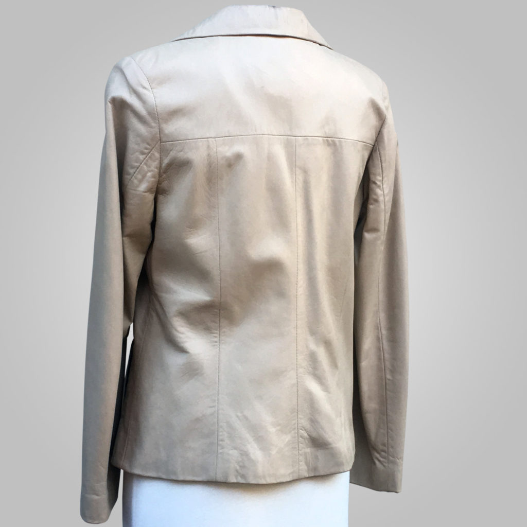 Cream Leather Jacket - Cream Lynda 003B - L'Aurore Leather Jacket