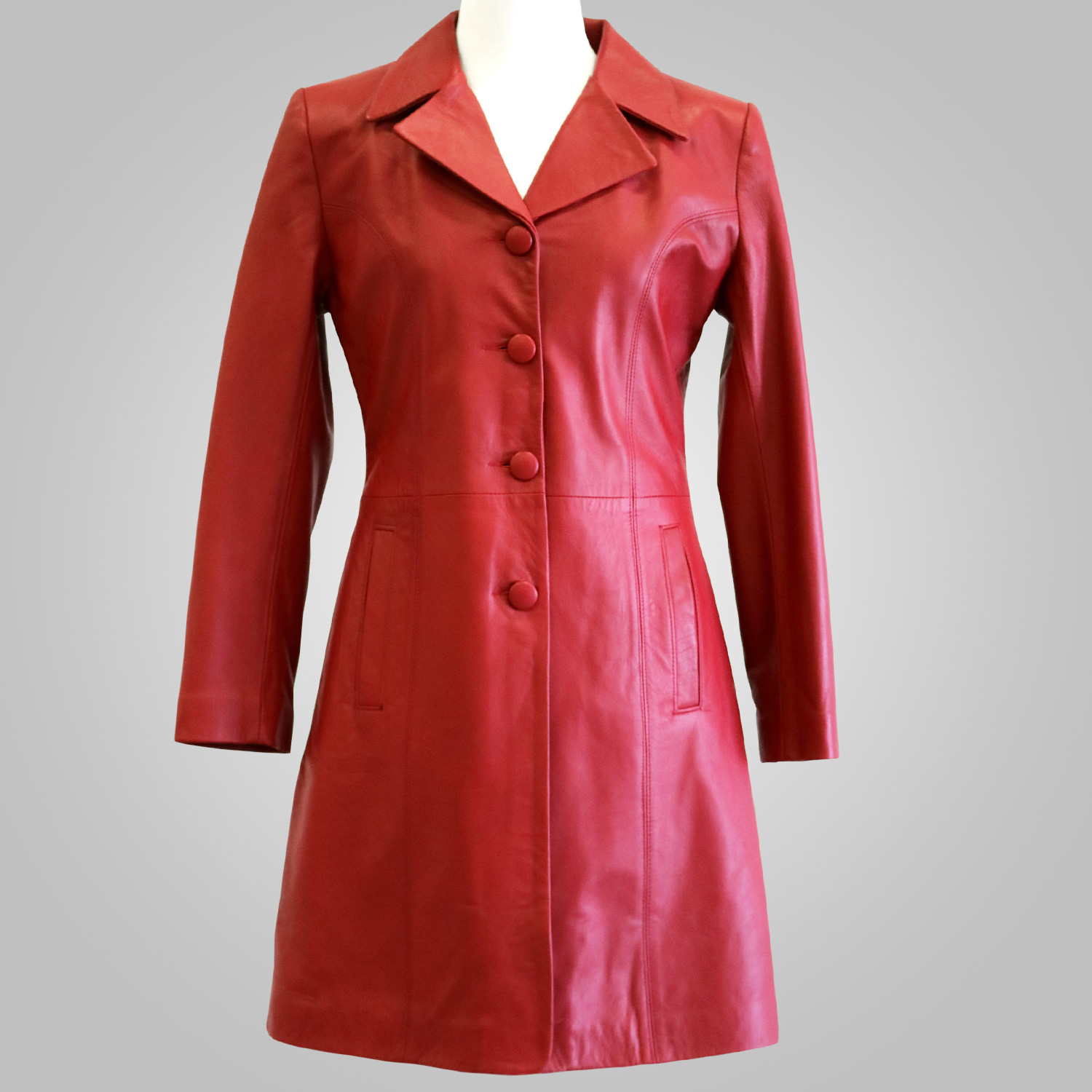 Red Leather Jacket - Red Tina 009 - L'Aurore Leather Jacket