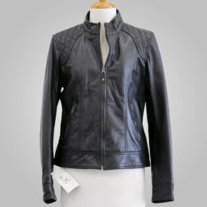 Black Leather Jacket - Black Red Lee 001 - L'Aurore Leather Jacket