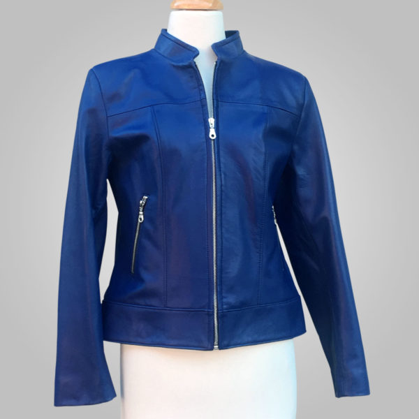 Blue Leather Jacket - Blue Joan 002A - L'Aurore Leather Jacket
