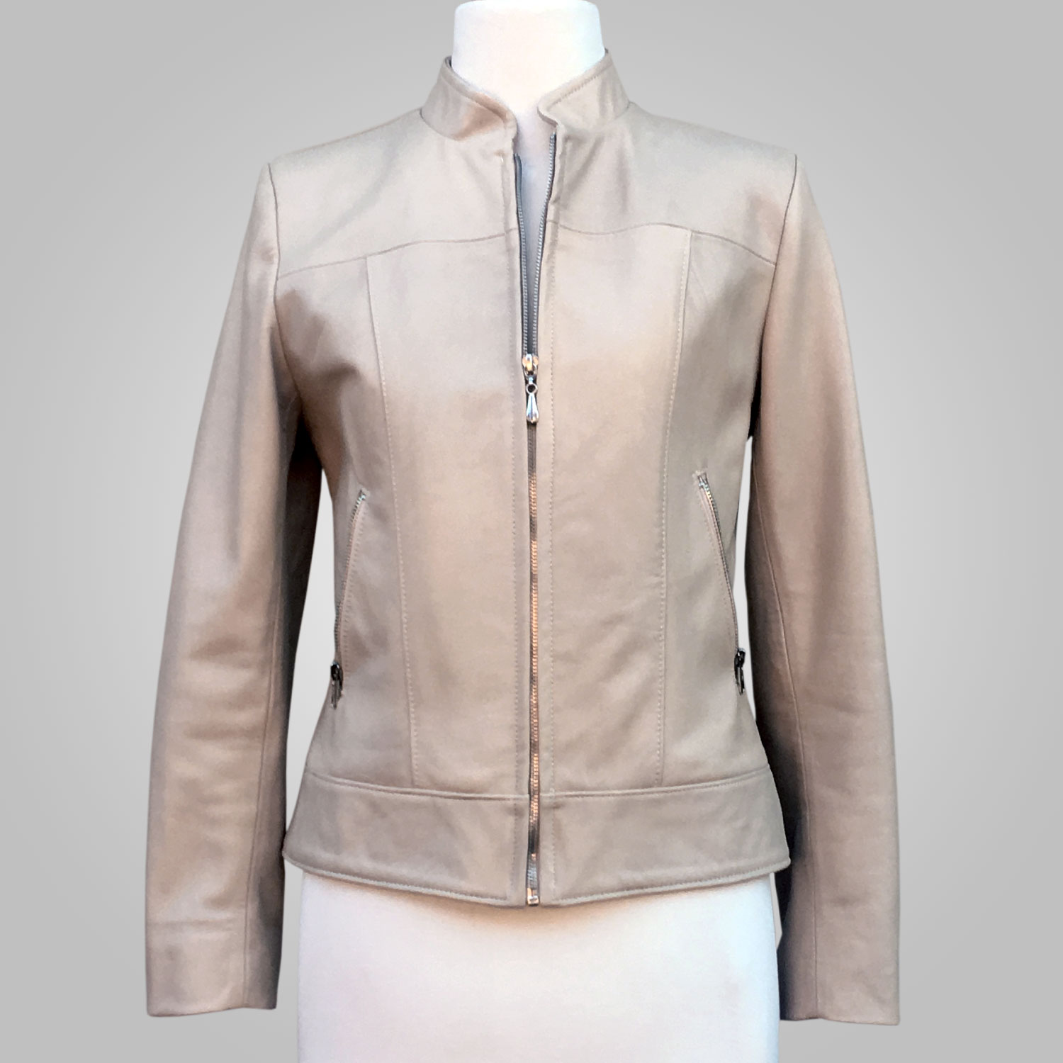 Effortless Elegance Cream Leather Jacket (Joan 002A)