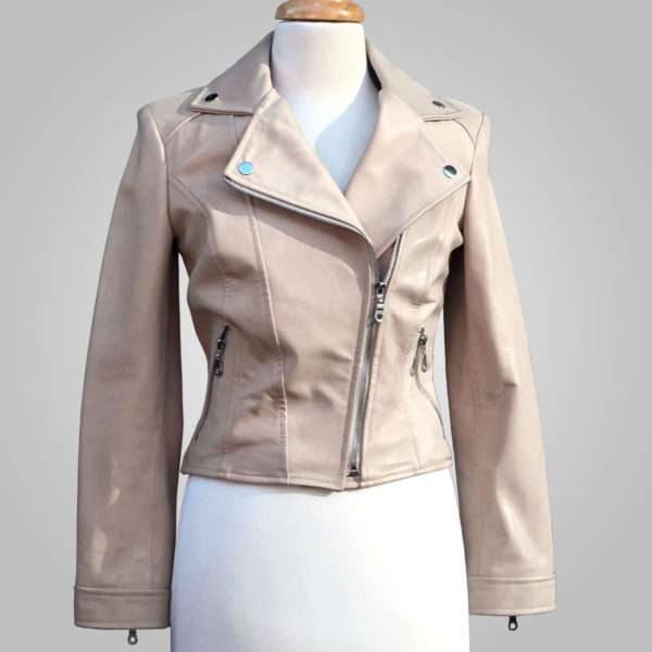 Cream Leather Jacket - Cream Rock 167 - L'Aurore Leather Jacket