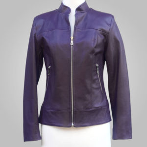 Dark Purple Leather Jacket - Dark Purple Joan 002A - L'Aurore Leather Jacket