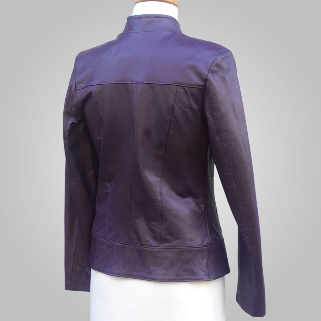 Dark Purple Joan 002A Leather Jacket - L'Aurore Leather Jacket