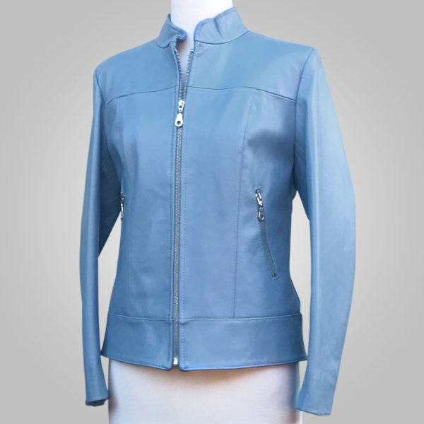 Light blue Leather Jacket - Light blue Joan 002A - L'Aurore Leather Jacket
