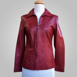 Burgundy Leather Jacket - Burgundy Lynda 003 - L'Aurore Leather Jacket