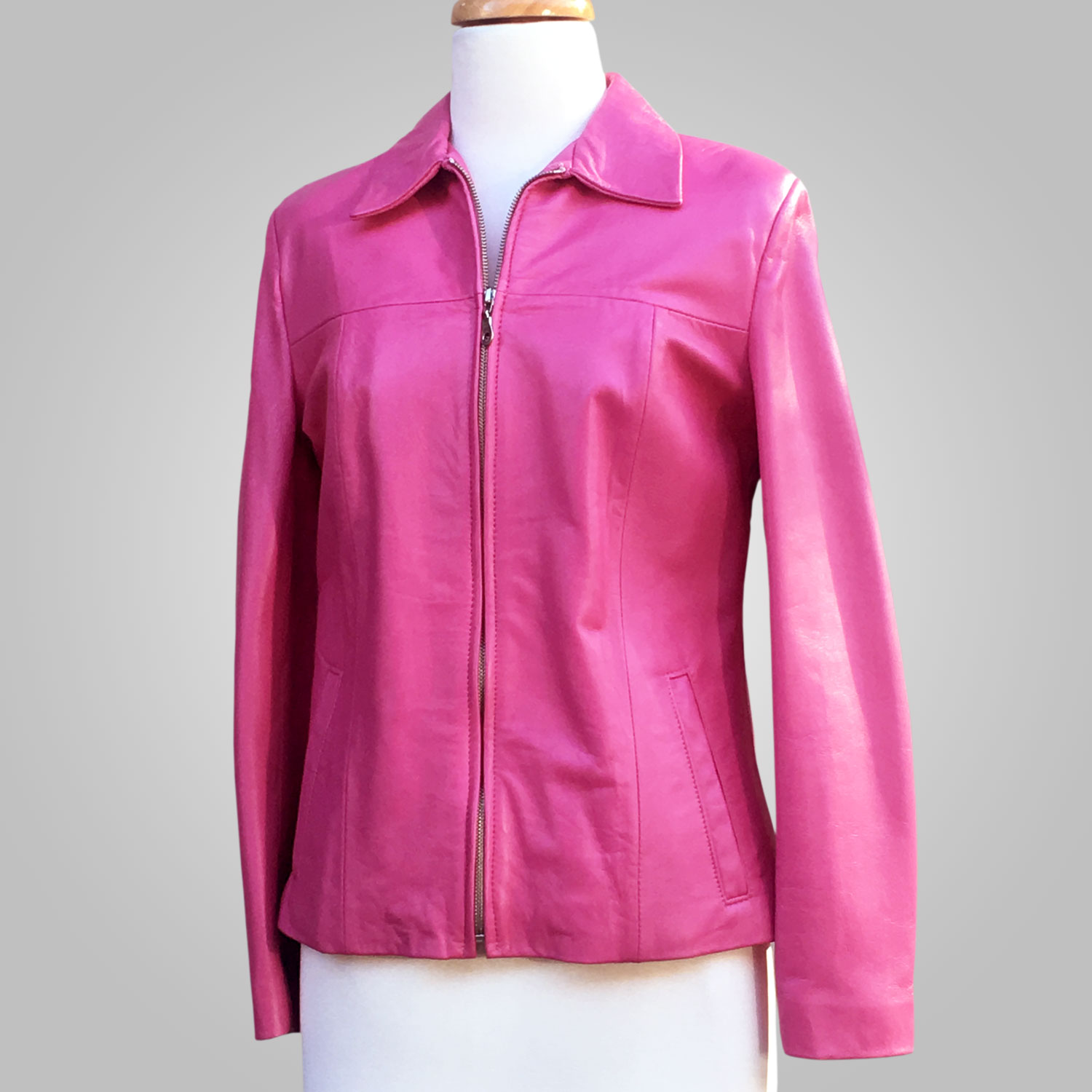 Pink Leather Jacket - Pink Lynda 003 - L'Aurore Leather Jacket