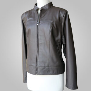Brown Cement Leather Jacket - Brown Cement Joan 002A - L'Aurore Leather ...