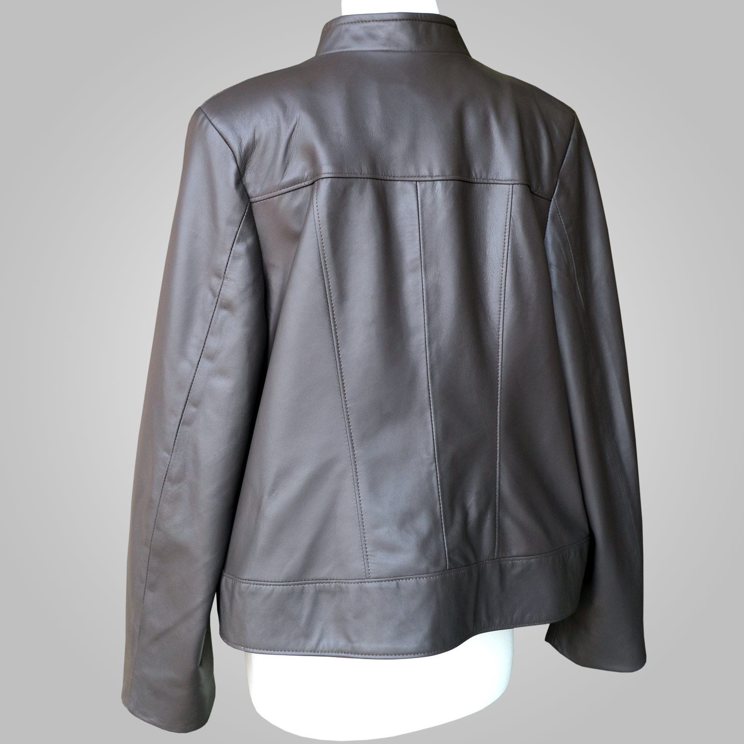 Brown Cement Leather Jacket - Brown Cement Joan 002A - L'Aurore Leather ...