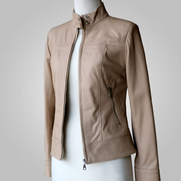 Cream Leather Jacket - Cream Joan 002 - L'Aurore Leather Jacket