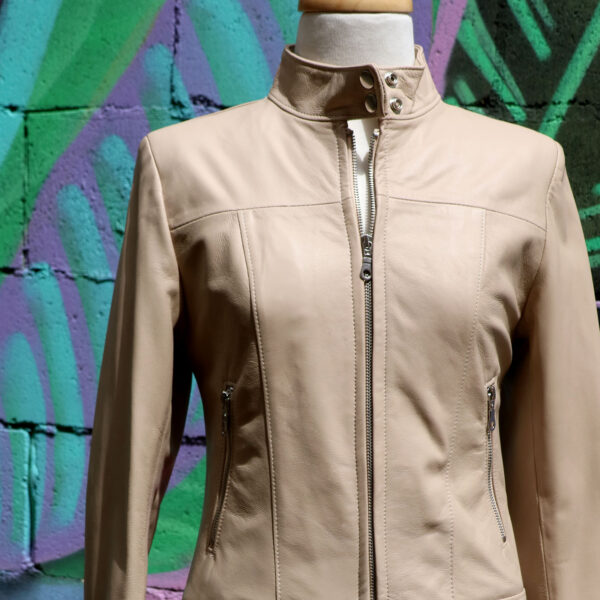 Cream Leather Jacket - Cream Joan 002 - L'Aurore Leather Jacket