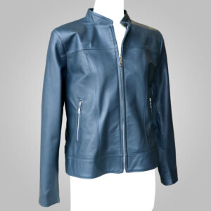 Navy Leather Jacket - Navy Joan 002A - L'Aurore Leather Jacket
