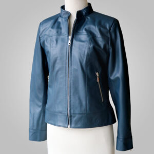 Navy Leather Jacket - Navy Joan 002C - L'Aurore Leather Jacket
