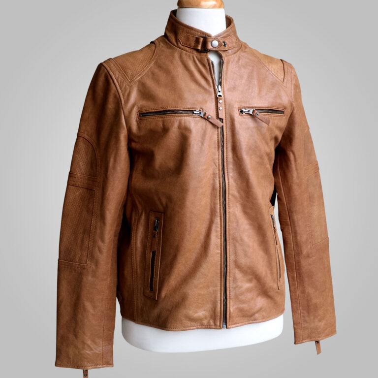 Tan Leather Jacket - Tan Washington 001 - L'Aurore Leather Jacket