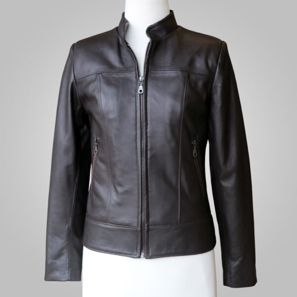 Brown Leather Jacket - Brown Joan 002A - L'Aurore Leather Jacket