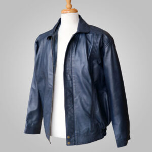 Blue Leather Jacket - Blue Bernard 205 - L'Aurore Leather Jacket