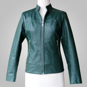 Green Leather Jacket - Green Joan 002A - L'Aurore Leather Jacket