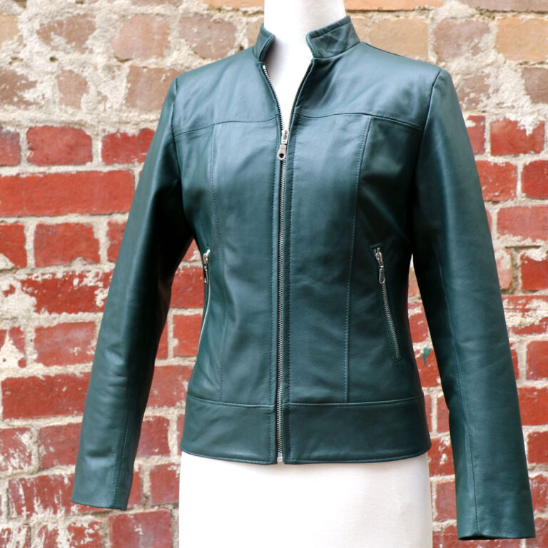 Green Leather Jacket, Joan 002a: A touch of nature, effortless style