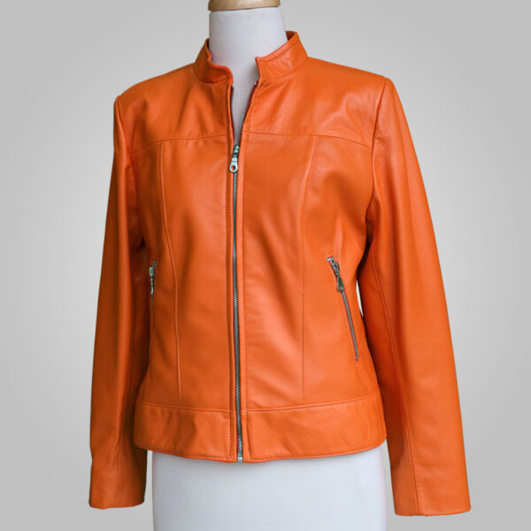 Orange Leather Jacket - Orange Joan 002A - L'Aurore Leather Jacket