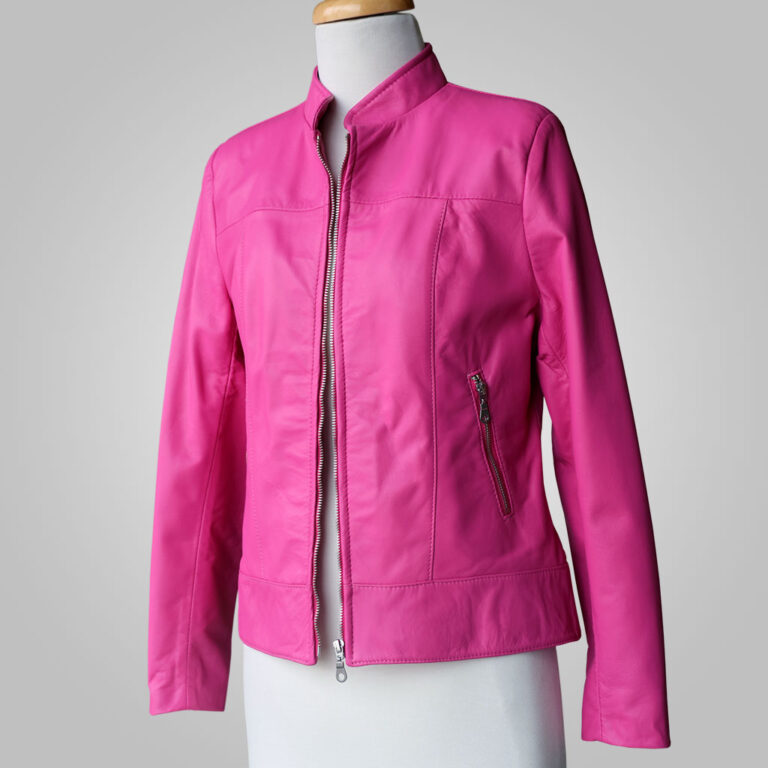 Pink Leather Jacket - Pink Joan 002A - L'Aurore Leather Jacket