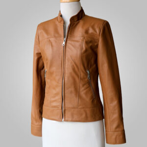 Tan Leather Jacket - Tan Joan 002C - L'Aurore Leather Jacket