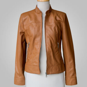 Tan Leather Jacket - Tan Joan 002C - L'Aurore Leather Jacket