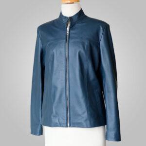 Navy Leather Jacket - Navy Lynda 003C - L'Aurore Leather Jacket