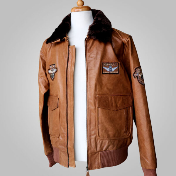 Tan Leather Jacket - Tan Task Force 001 - L'Aurore Leather Jacket