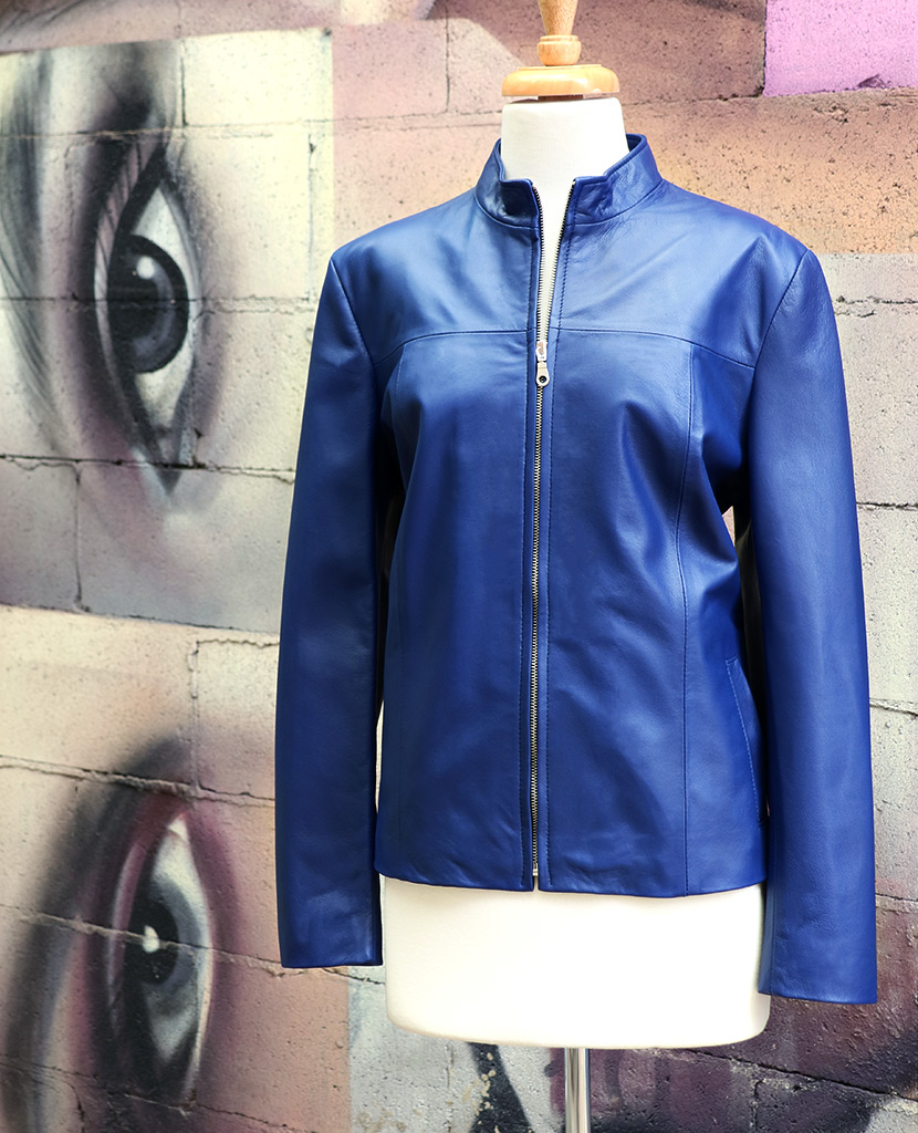 Royal Blue Lynda 003C - Royal Blue Leather Jacket - L'Aurore Leather