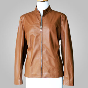 Tan Leather Jacket - Tan Lynda 003C - L'Aurore Leather Jacket