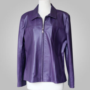 Dark Purple Leather Jacket - Dark Purple Lynda 003 - L'Aurore Leather Jacket