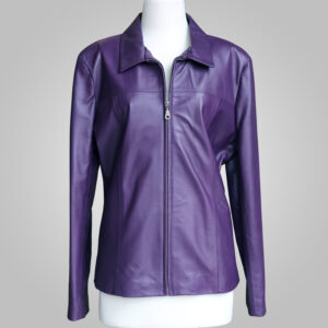 Dark Purple Leather Jacket - Dark Purple Lynda 003 - L'Aurore Leather Jacket