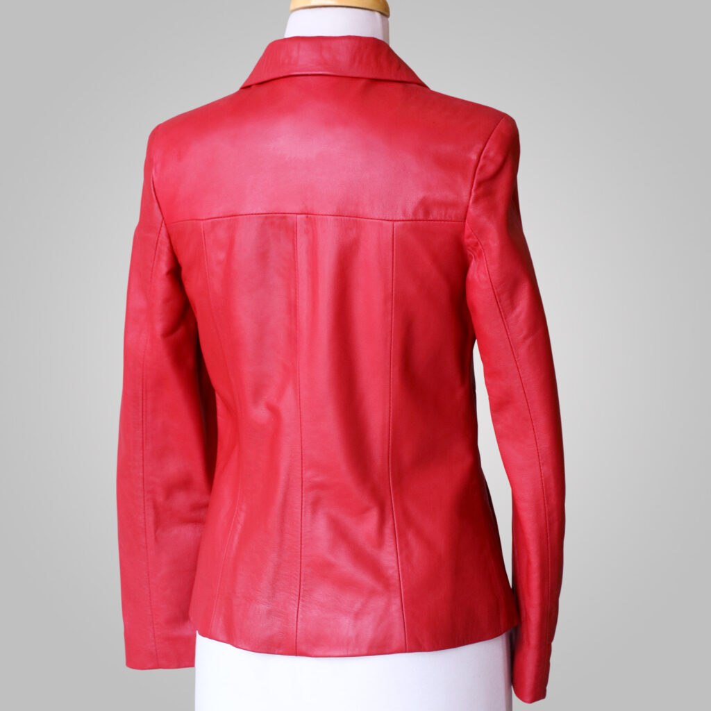 The Lioara Red Leather Women Jacket